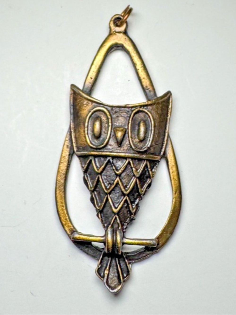 Vintage Bronze Tone Owl Pendant Charm Large Openwork Owl Necklace Pendant